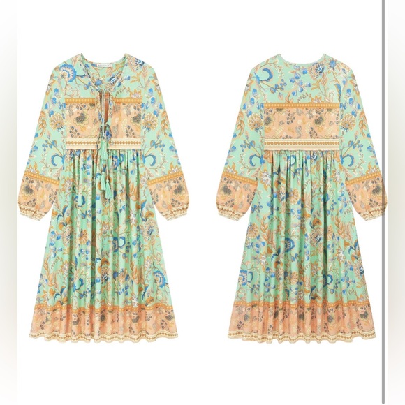 R.Vivimos Women's Long Sleeve Floral Print Midi Dresses S 4-6 - Picture 6 of 7